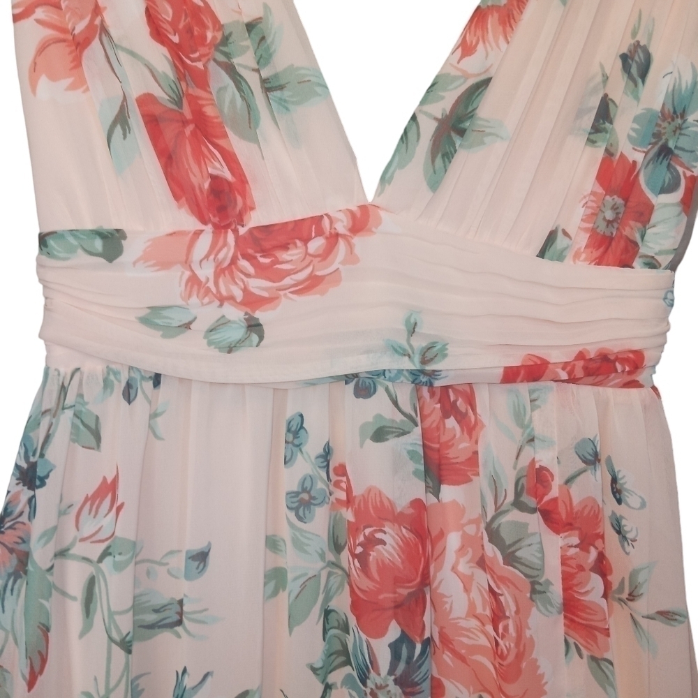 Lulu's Garden Meandering Floral Chiffon Sleeveless Maxi Dress Blush Size Small - Picture 7 of 14